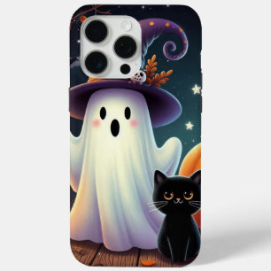 Coque Case-Mate iPhone Mignonne, citrouille d'Halloween, chat & fantôme