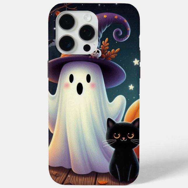 Coques Case-Mate iPhone Mignonne, citrouille d'Halloween, chat & fantôme (Verso)