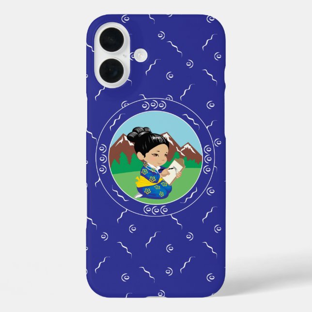 Coques Case-Mate iPhone Mignonne Japonaise Peinture Paysage Bleu (Verso)