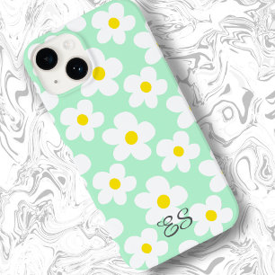 Coque Case-Mate iPhone Mignonne marguerite verte à la menthe sur girly fl