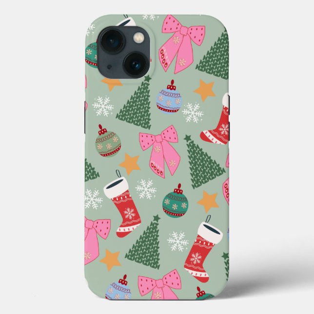 Coques Case-Mate iPhone Mignonne Menthe verte de Noël (Verso)