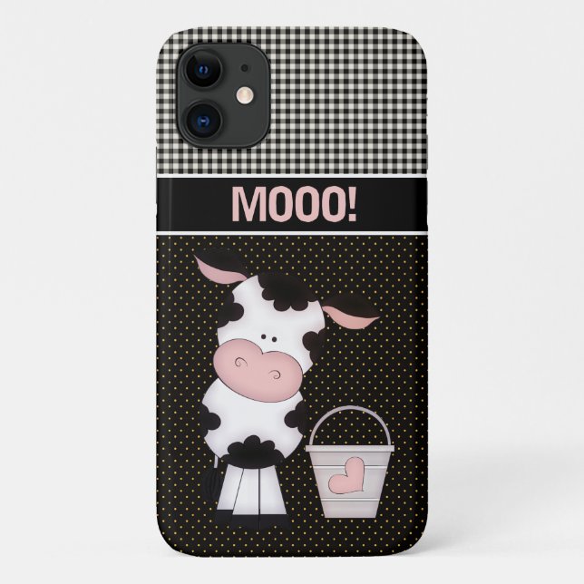 Coques Case-Mate iPhone Mignonne MOOO ! Ferme à seau de vache et de lait (Dos)
