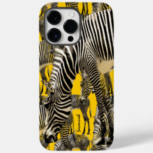 Coque Pour Pour iPhone 14 Pro Max Mignonne moutarde jaune troupeau de zèbres