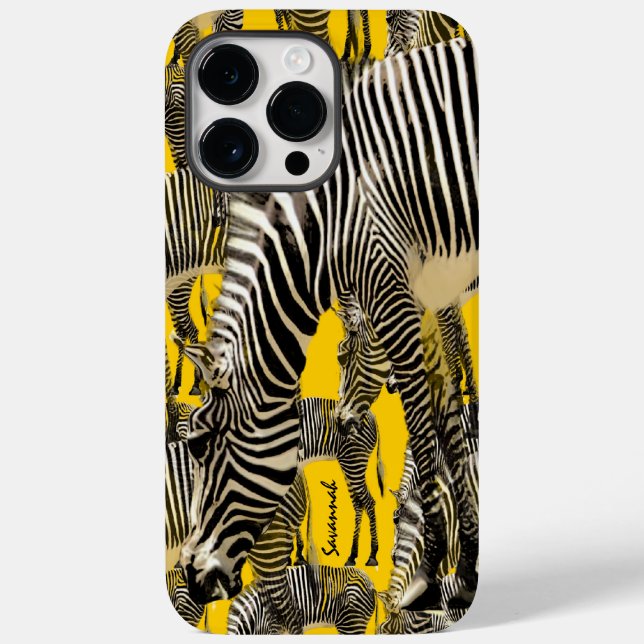 Coques Case-Mate iPhone Mignonne moutarde jaune troupeau de zèbres (Verso)