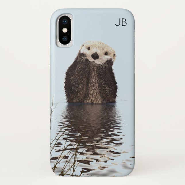 Coques Case-Mate iPhone Mignonne Otter debout dans un étang tenant son vis (Dos)