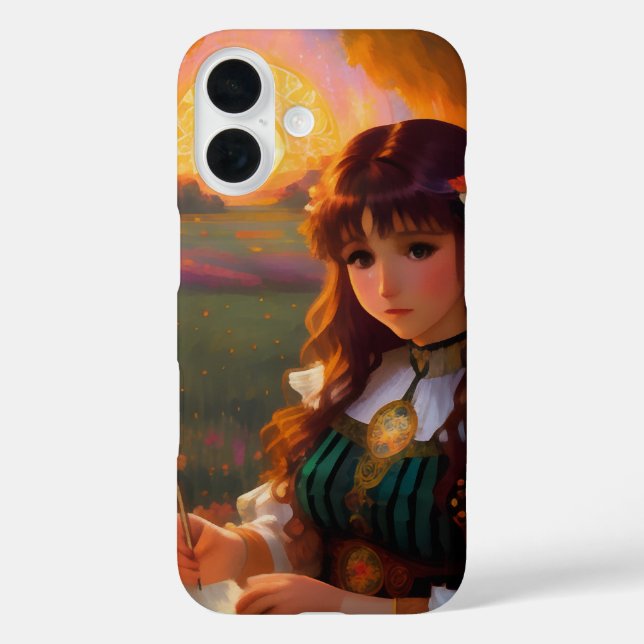 Coques Case-Mate iPhone Mignonne Sad Anime Style Femme dans le pré au couc (Verso)