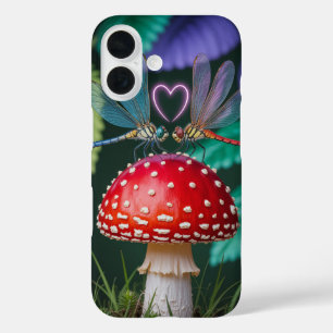 Coque Pour iPhone 16 Mignonnes libellules sur un champignon -