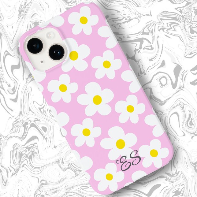 Coques Case-Mate iPhone Mignonnes marguerites roses rétro sur poutres girl (Créateur téléchargé)