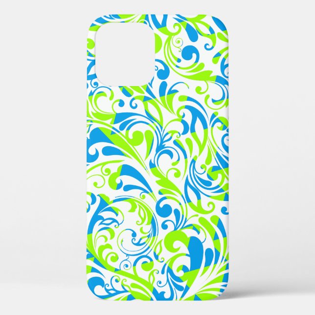 Coques Case-Mate iPhone Mignons bleu vert mélangé motifs floraux (Verso)