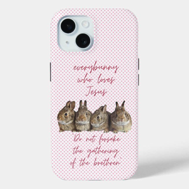 Coques Case-Mate iPhone Mignons lapins bruns roses religieux se câlinant (Verso)