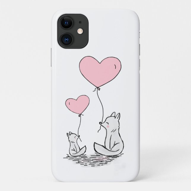 Coques Case-Mate iPhone Mignons Renards Et Ballons Coeurs Coque-Mate iPhon (Dos)