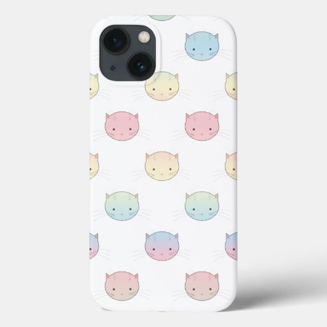 Coques Case-Mate iPhone Mignons visages de chat pastel rose bleu vert jaun (Verso)