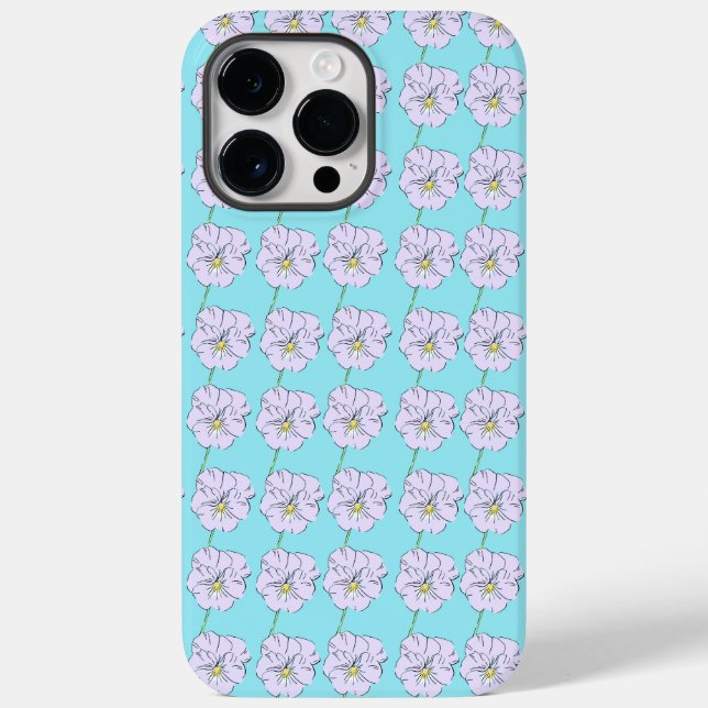 Coques Case-Mate iPhone Mikitiez bleu minuscule motif de fleurs blanches (Verso)