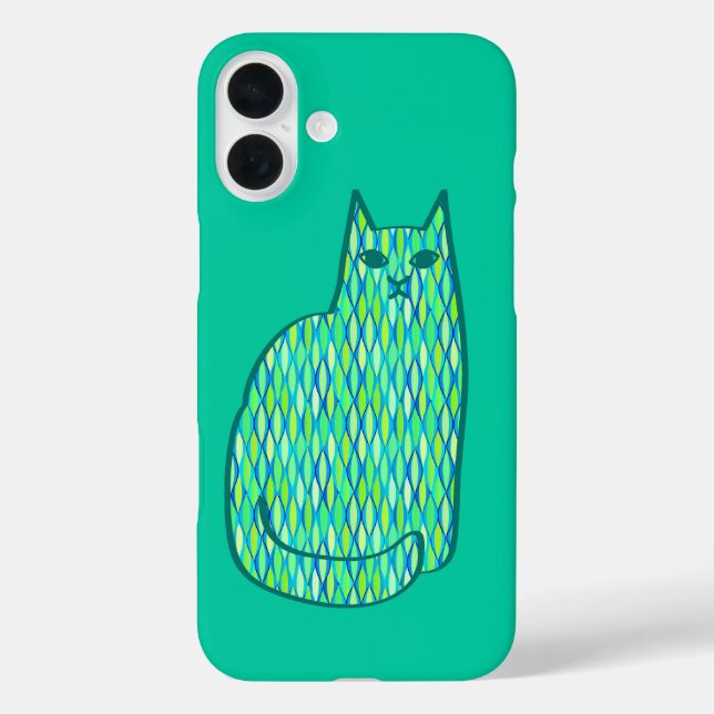 Coques Case-Mate iPhone Milieu du siècle moderne Chat, Mint et Lime Vert (Verso)
