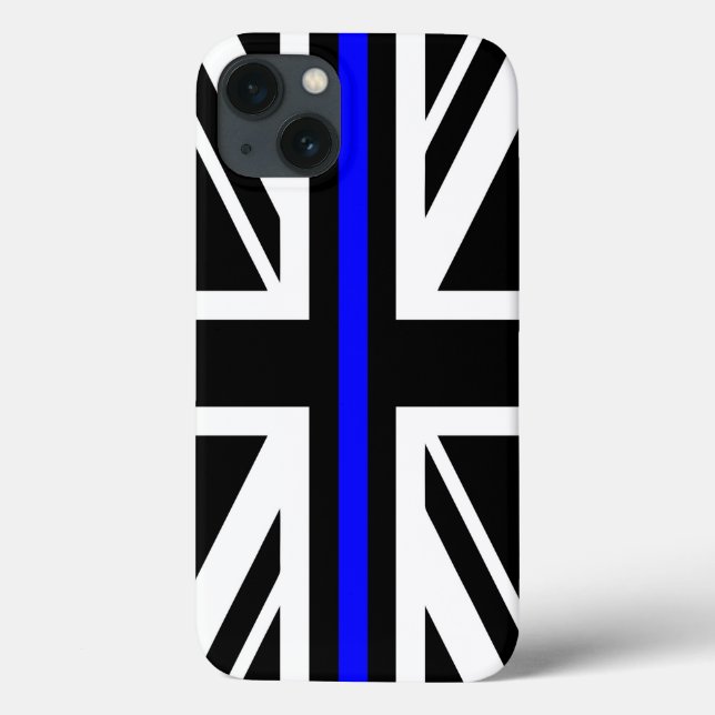 Coques Case-Mate iPhone Mince Ligne Bleue Drapeau Royaume-Uni policier sym (Verso)