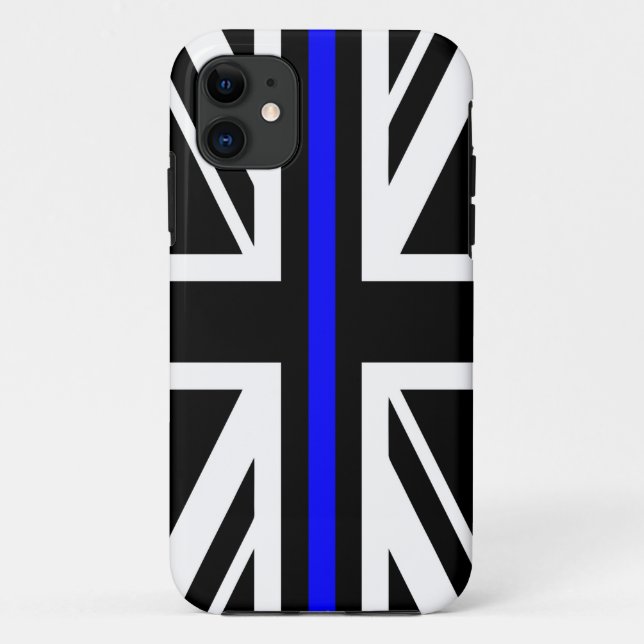 Coques Case-Mate iPhone Mince Ligne Bleue Drapeau Royaume-Uni policier sym (Dos)