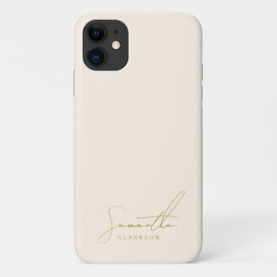 Case-Mate iPhone Case Mini-Beige & Or manuscrit écriture cursive Script