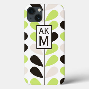 Etui iPhone 13 Mini boîtier iPad Mint & Black Floral Pattern