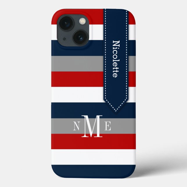 Coques Case-Mate iPhone Mini boîtier iPad | Tracées | Marine, Rouge, Blanc (Verso)