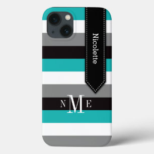 iPhone 13 Coque Mini boîtier iPad Tracées Turquoise, noir, gri