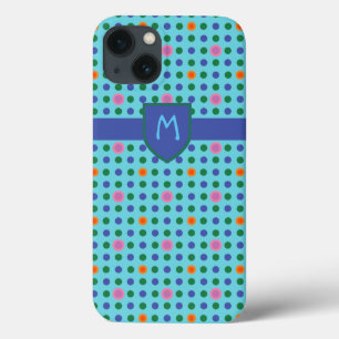 Etui iPhone 13 Mini boîtier monographique Pois personnalisé iPad