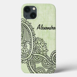 Coques Pour iPhone Mini boîtier Motif Motif Mehndi Vert