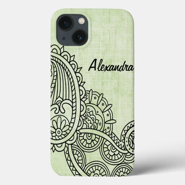 Coques Case-Mate iPhone Mini boîtier Motif Motif Mehndi Vert (Verso)