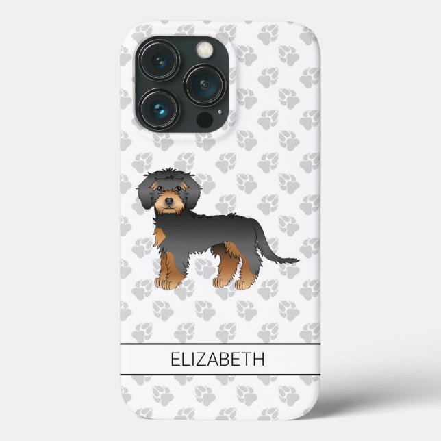 Coques Case-Mate iPhone Mini Goldendoodle noir et fauve Chien de dessin an (Verso)
