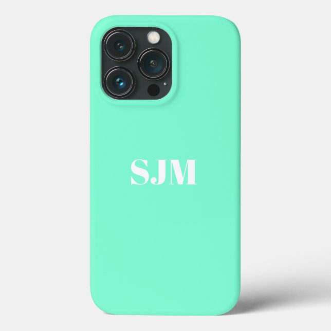 Coques Case-Mate iPhone Mini monogramme personnalisé initiales aqua blanc (Verso)