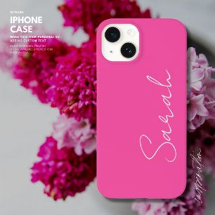 Coque Case-Mate iPhone Mini-tendance chic rose et blanc Nom du script