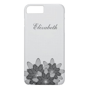 Case-Mate iPhone Case Minimal blanc avec Lotus Floral Gris Personnalisé
