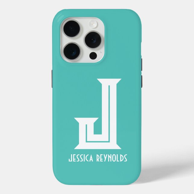 Coques Case-Mate iPhone Minimal Monogramme Aqua (Verso)