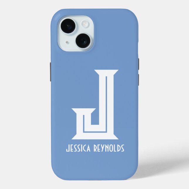 Coques Case-Mate iPhone Minimal Monogramme Bleu (Verso)