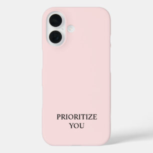 Coque Pour iPhone 16 Minimal Prioriser Vous Citation Rose Pastel