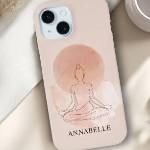 Coque Case-Mate iPhone Minimalisme femme méditant en art linéaire aquarel