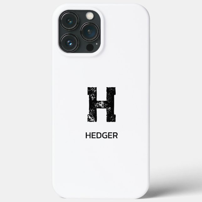 COQUES Case-Mate iPhone MINIMALIST BLACK ONE LETTER MONOGRAM NAME WHITE (Verso)