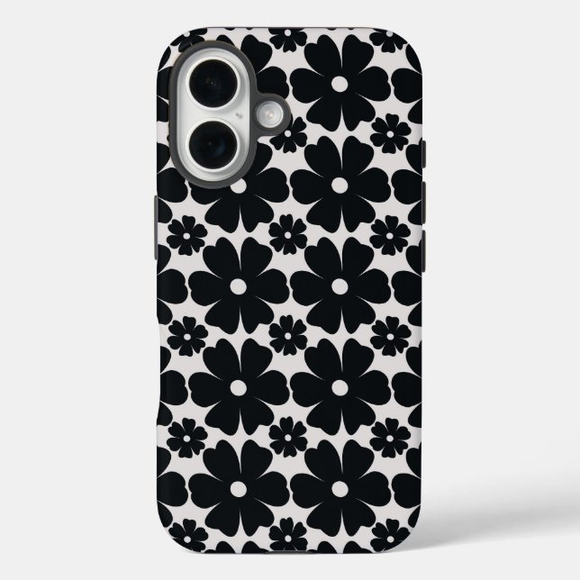 Coques Case-Mate iPhone Minimalist black & white daisy pattern (Verso)