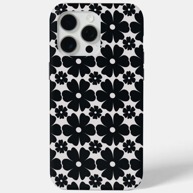Coques Case-Mate iPhone Minimalist black & white daisy pattern (Verso)