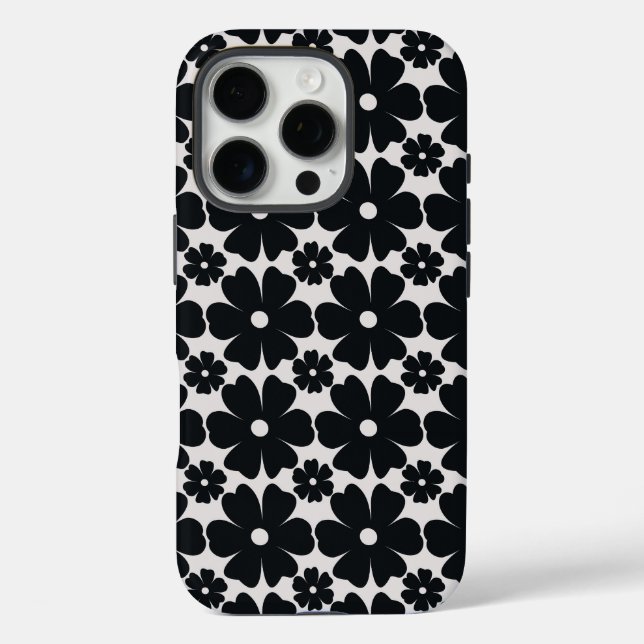 Coques Case-Mate iPhone Minimalist black & white daisy pattern (Verso)