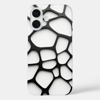 Coque Pour iPhone 16 Minimalist Black & White Organic Grid Phone Case
