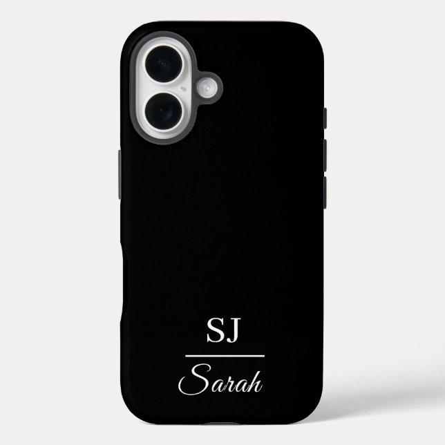 Coques Case-Mate iPhone Minimalist Black with Name and Initial  (Verso)