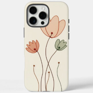 Coque iPhone 16 Pro Max Minimalist Outline Flowers Phpne Case