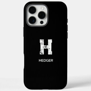COQUE iPhone 16 PRO MAX MINIMALISTE BLANC MONOGRAMME À UNE LETTRE NOM NOIR