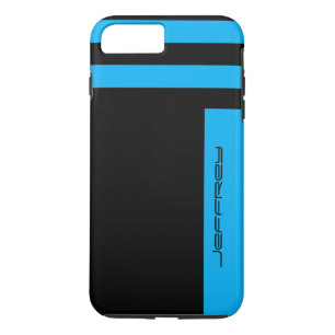 Coques Pour iPhone Minimaliste bleu et noir avec nom dur