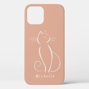 Case-Mate iPhone Case Minimaliste Chat Blanc Sur Rose Ajouter Nom