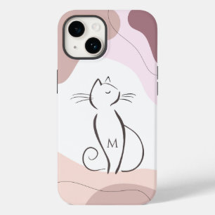 Coque Case-Mate iPhone Minimaliste Chat Noir Boho Formes Organiques Monog
