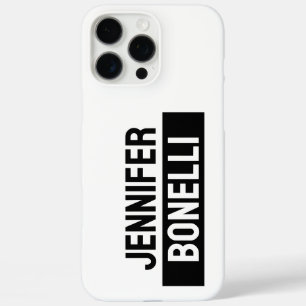 Coque iPhone 16 Pro Max Minimaliste Élégant Moderne Nom Simple Noir & Blan
