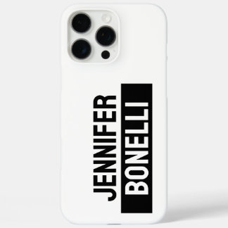 Coque iPhone 16 Pro Max Minimaliste Élégant Moderne Nom Simple Noir & Blan