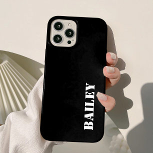Coque Case-Mate iPhone Minimaliste Moderne Noir & Blanc Nom Personnalisé