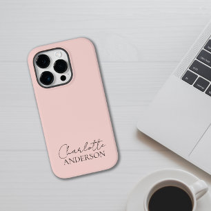 Coque Case-Mate iPhone Minimaliste Moderne Simple Élégant Nom Rose Pâle